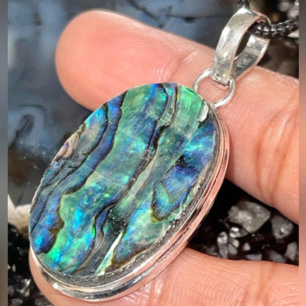 Iridescent Abalone Shell Pendant 1 7/8” - Picture 5 of 17
